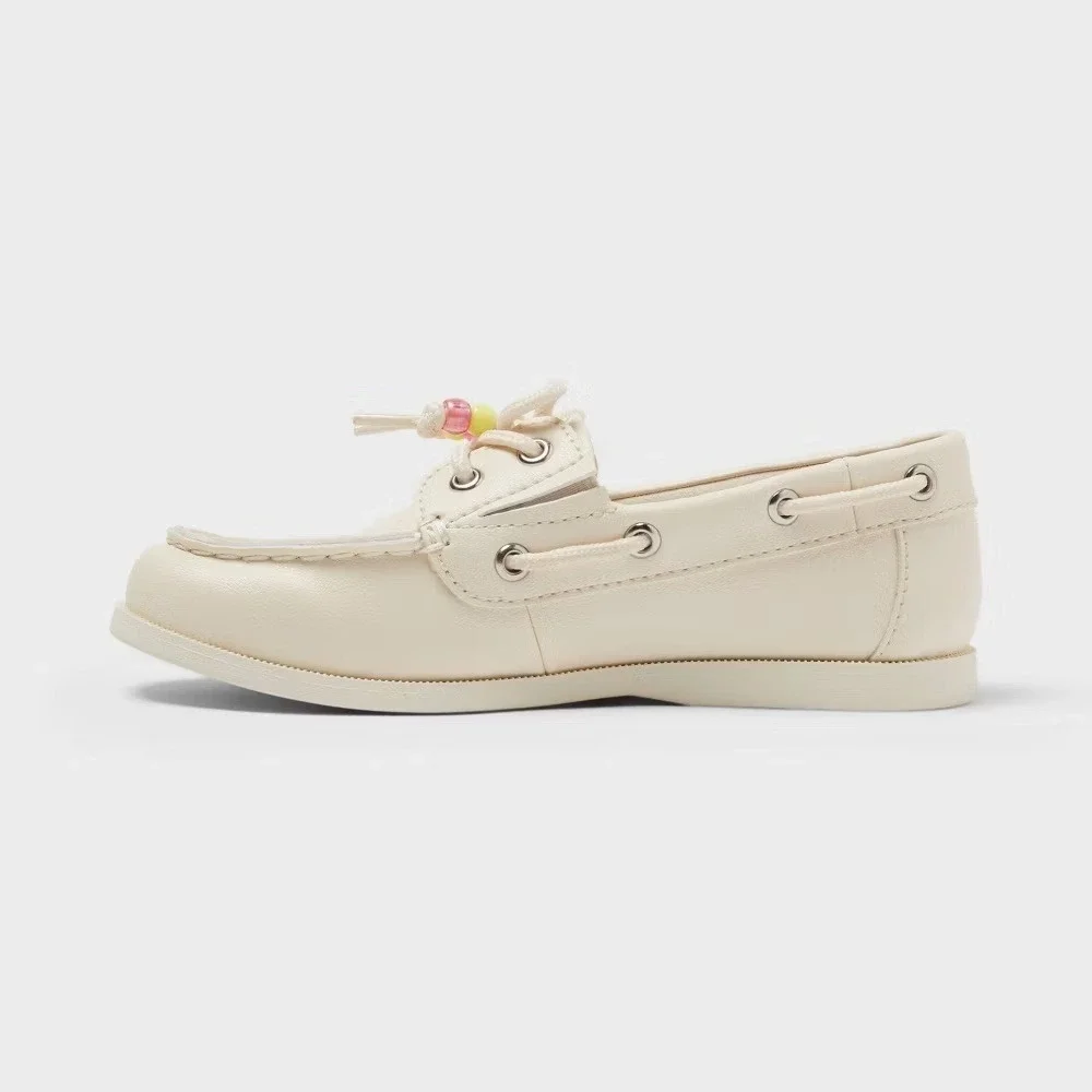 Big Girl Remy Boat Shoes by Cat & Jack Off White Size 4 New With Tags